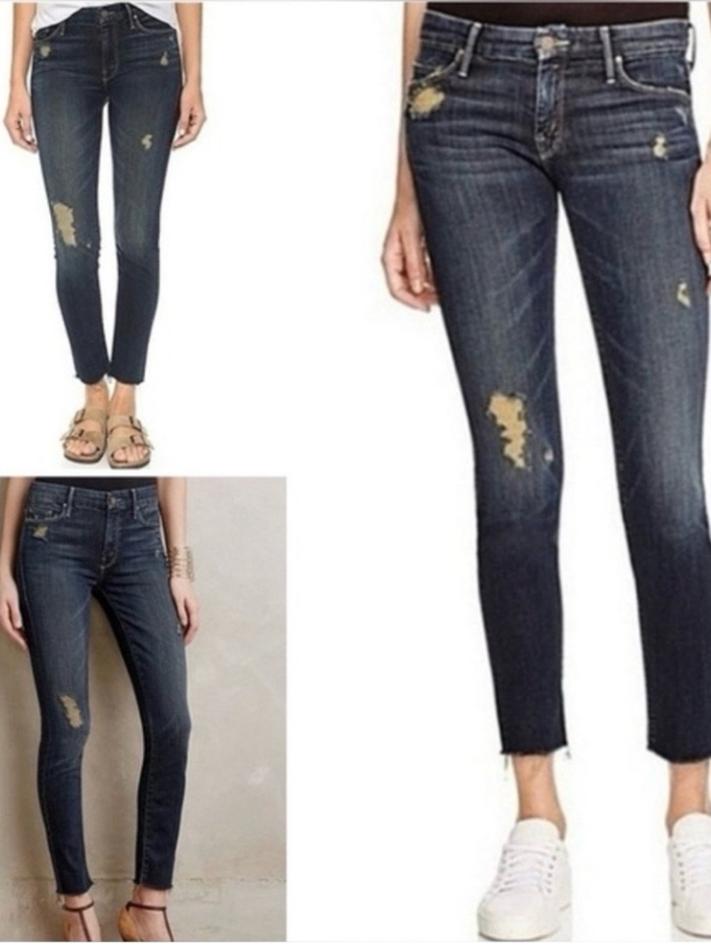 MOTHER Jeans Women’s 32 Blue Looker Ankle Fray Distressed Raw Hem LIKE NEW!